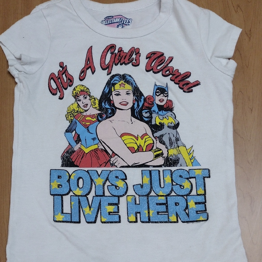 Old Navy White Superhero Graphic Tee